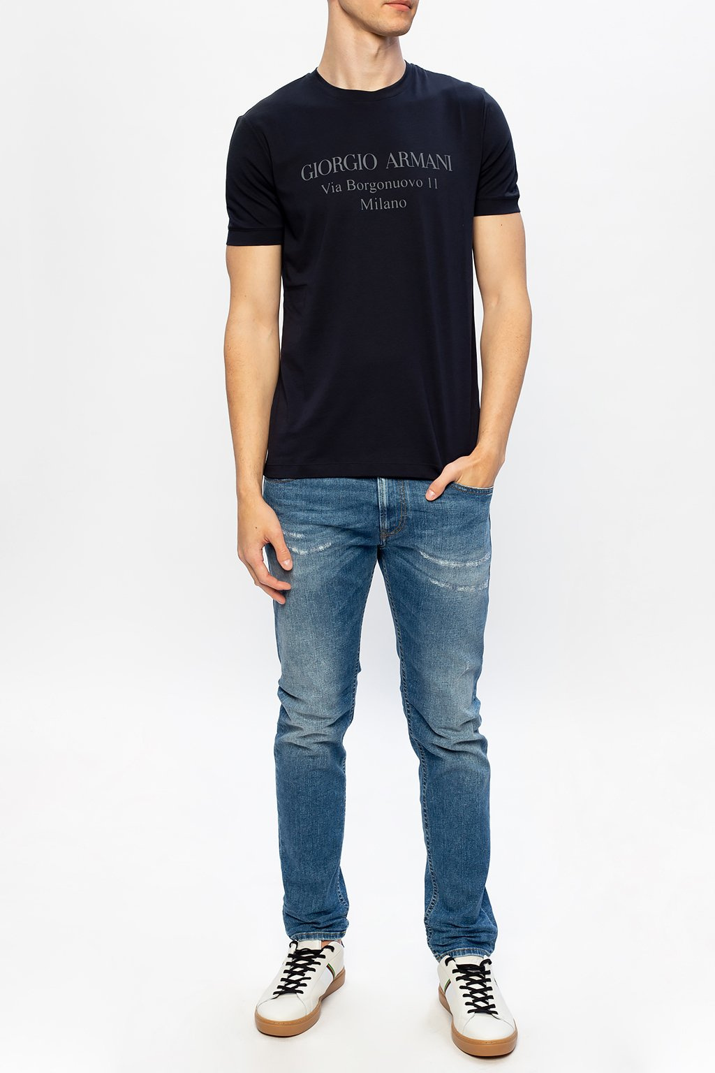 Emporio Armani two-tone logo-patch sweatshirt - Black Logo T